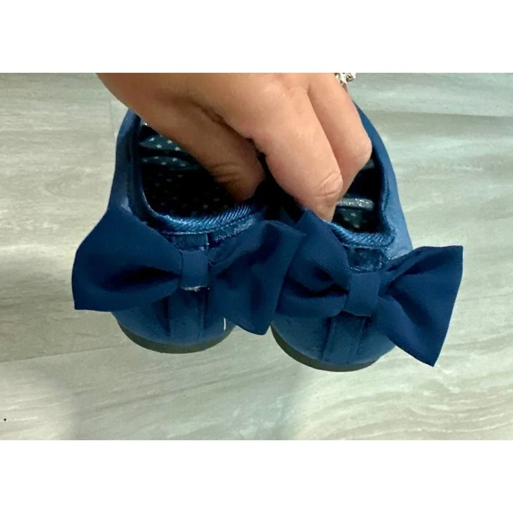 OshKosh B'gosh Kids Girls Navy Blue Velvet Ballet Flats Shoes Size 1